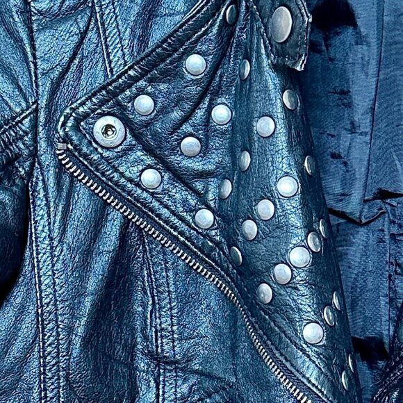 Zara TRF Leather Collection studded leather moto jacket. Size M EUR - Picture 4 of 9